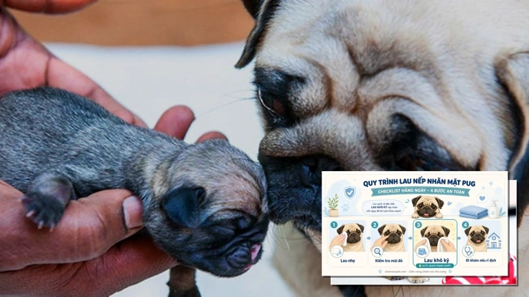 Cách chăm sóc chó Pug con mới sinh đúng kỹ thuật giúp cún lớn nhanh khỏe mạnh