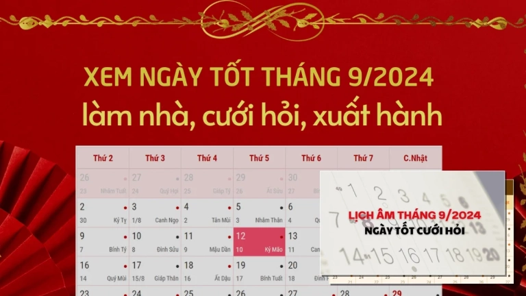 Cẩm nang xem ngày tốt cưới hỏi tháng 9 năm 2026 đại cát