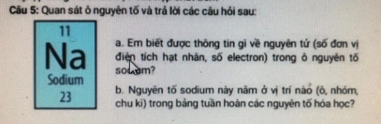 Trong ô nguyên tố sau con số 23 cho biết điều gì?